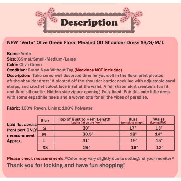 Last☝️Olive Floral Pleated Off Shoulder Cute Dress - Picture 7 of 7